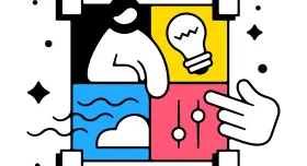graphic with 4 squares of icons