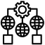 icon gear with globes