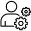 icon outline head with body and gears