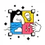graphic with 4 squares of icons